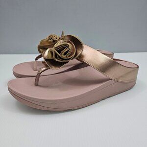 FitFlop Florrie Wedge Sandal Womens 11 Rose Gold Walking Comfort Platform NEW